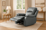 Faux Leather Manual Recliner Arm Chair - Charcoal Grey - Bargainia.com - 