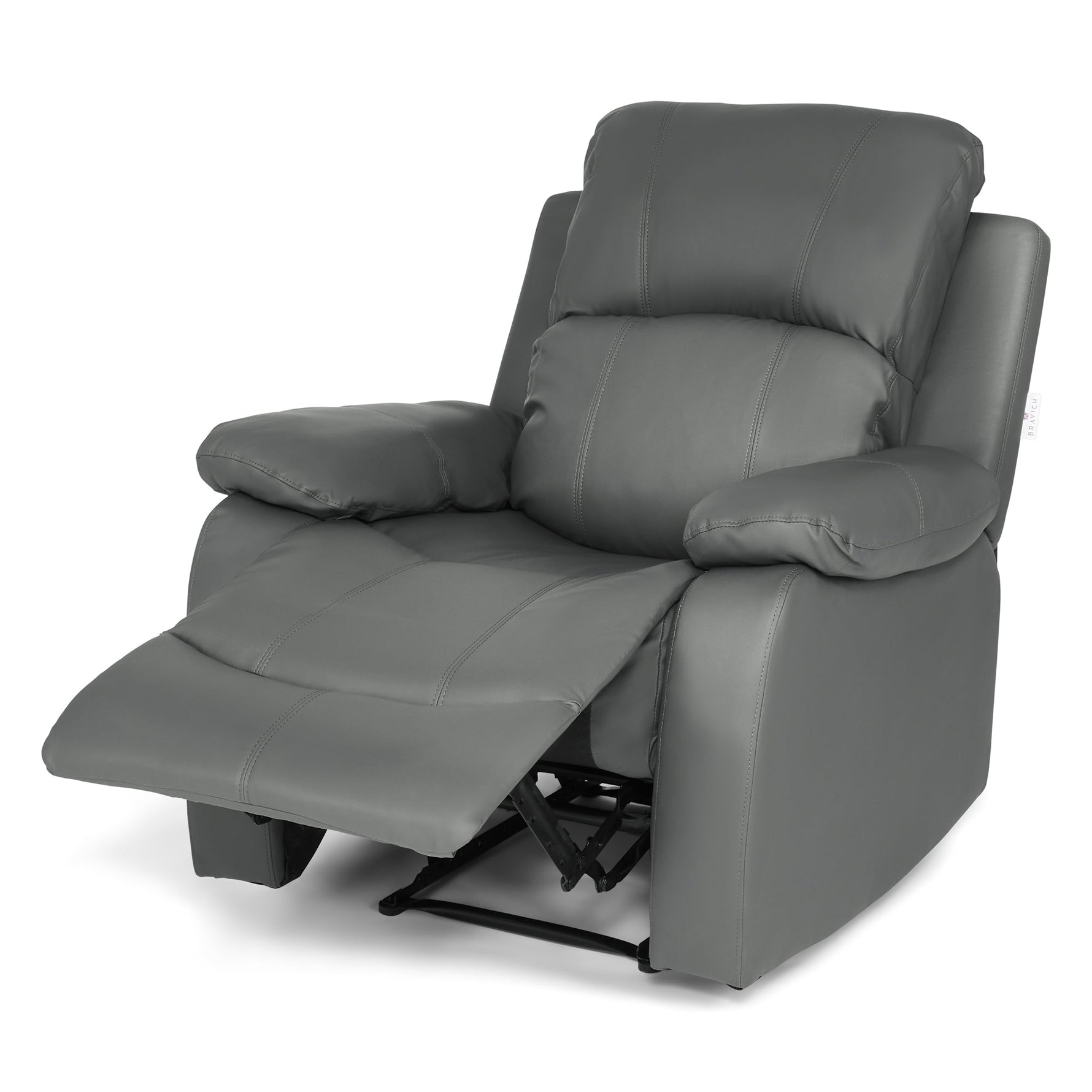 Faux Leather Manual Recliner Arm Chair - Charcoal Grey - Bargainia.com - 