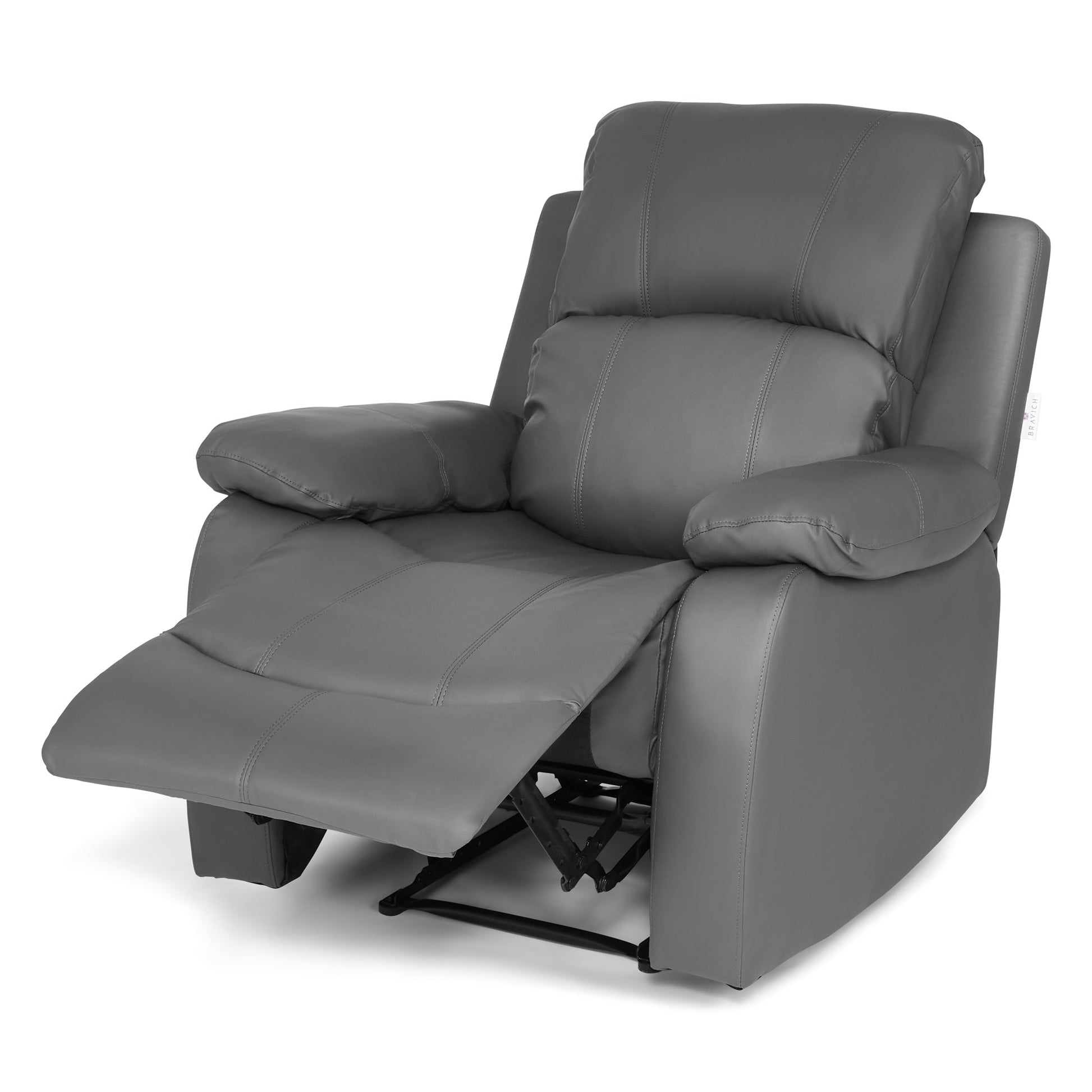 Faux Leather Manual Recliner Arm Chair - Charcoal Grey - Bargainia.com - 8800228253293 - MLM-111433-1