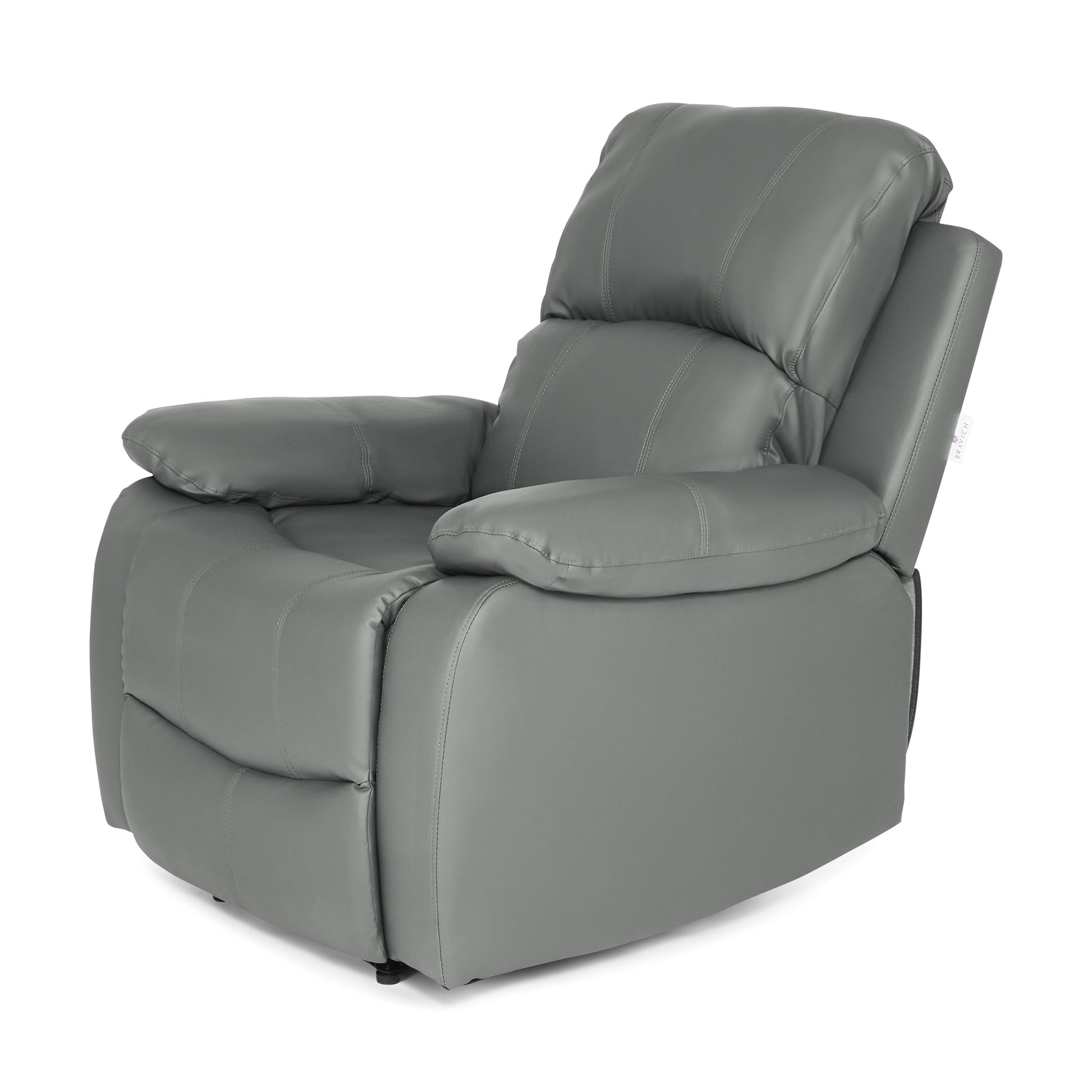 Faux Leather Manual Recliner Arm Chair - Charcoal Grey - Bargainia.com - 8800228253293 - MLM-111433-1