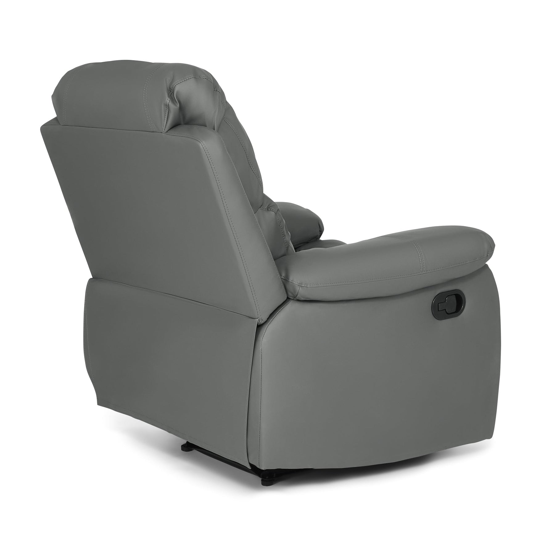 Faux Leather Manual Recliner Arm Chair - Charcoal Grey - Bargainia.com - 