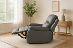 Faux Leather Manual Recliner Arm Chair - Charcoal Grey - Bargainia.com - 