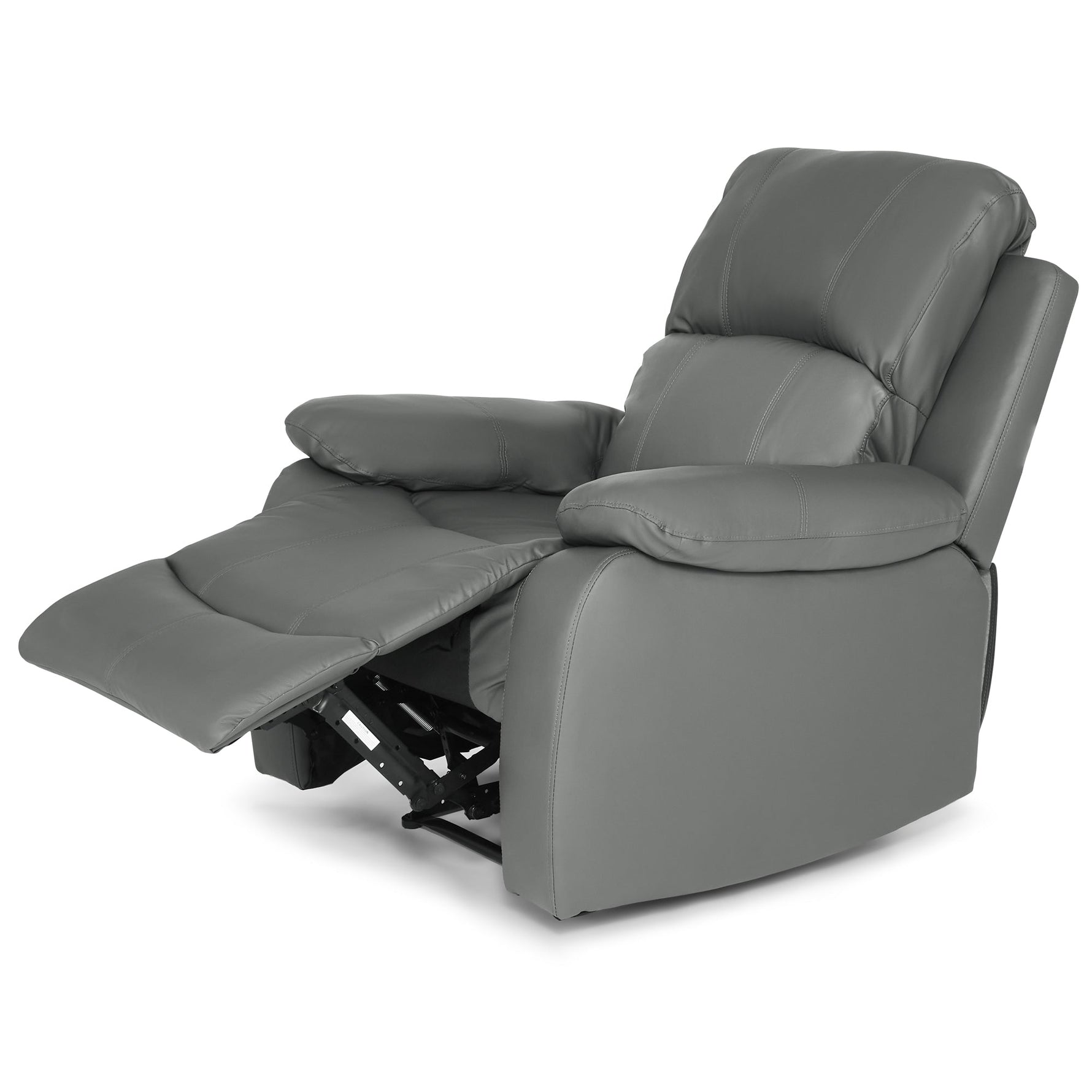 Faux Leather Manual Recliner Arm Chair - Charcoal Grey - Bargainia.com - 
