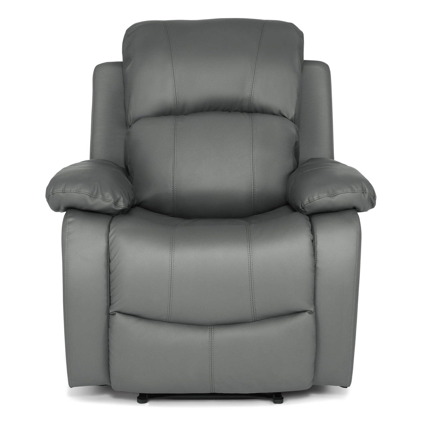 Faux Leather Manual Recliner Arm Chair - Charcoal Grey - Bargainia.com - 8800228253293