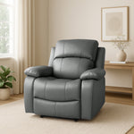 Faux Leather Manual Recliner Arm Chair - Charcoal Grey - Bargainia.com - 