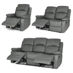 Faux Leather Manual Recliner Sofa Suite - Charcoal Grey - Bargainia.com - 