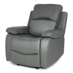 Faux Leather Manual Recliner Sofa Suite - Charcoal Grey - Bargainia.com - 8800228253583