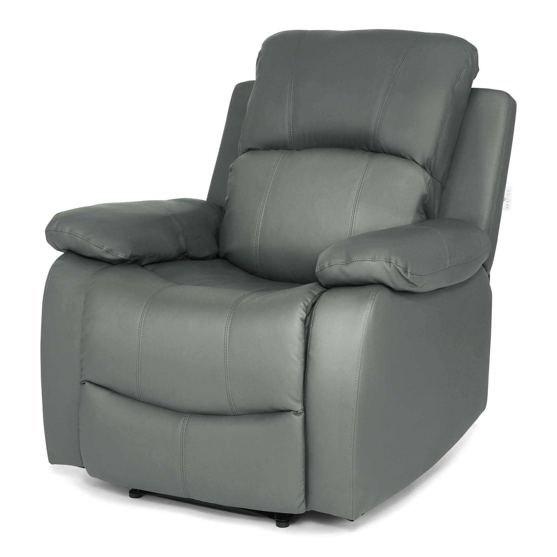 Faux Leather Manual Recliner Sofa Suite - Charcoal Grey - Bargainia.com - 8800228253583