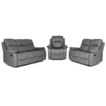 Faux Leather Manual Recliner Sofa Suite - Charcoal Grey - Bargainia.com - 8800228253583