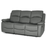 Faux Leather Manual Recliner Sofa Suite - Charcoal Grey - Bargainia.com - 