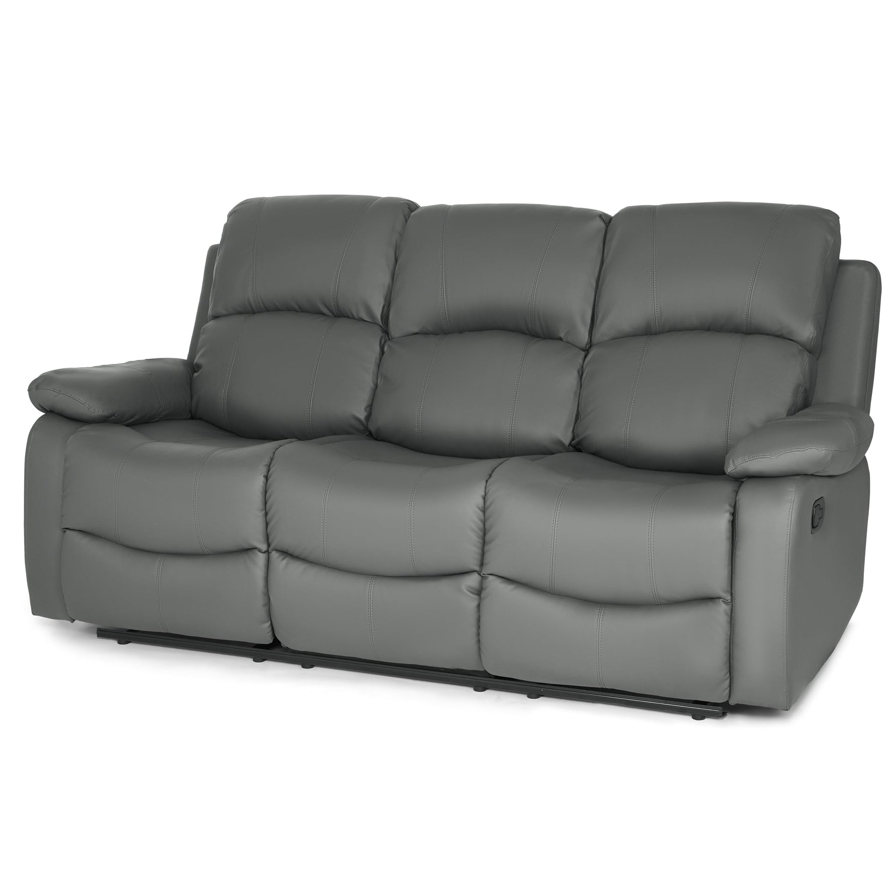 Faux Leather Manual Recliner Sofa Suite - Charcoal Grey - Bargainia.com - 