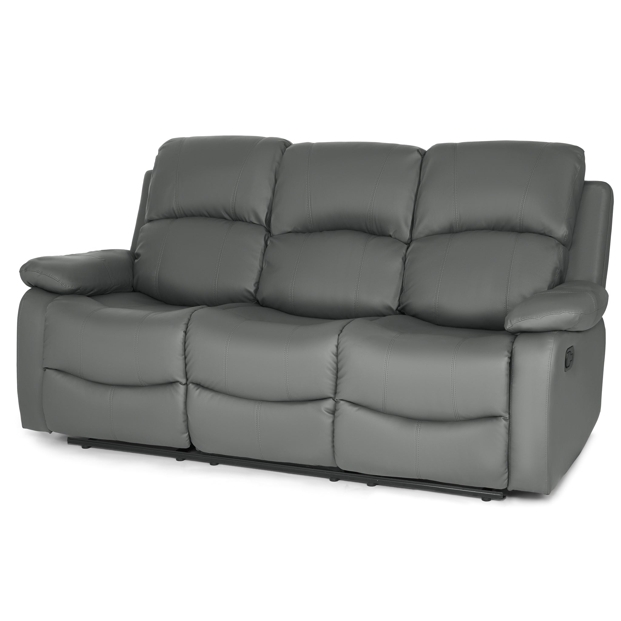 Faux Leather Manual Recliner Sofa Suite - Charcoal Grey Sofas Bargainia