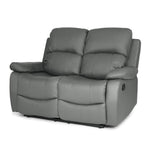 Faux Leather Manual Recliner Sofa Suite - Charcoal Grey - Bargainia.com - 