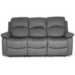 Faux Leather Manual Recliner Three Seater Sofa - Charcoal Grey - Bargainia.com - 