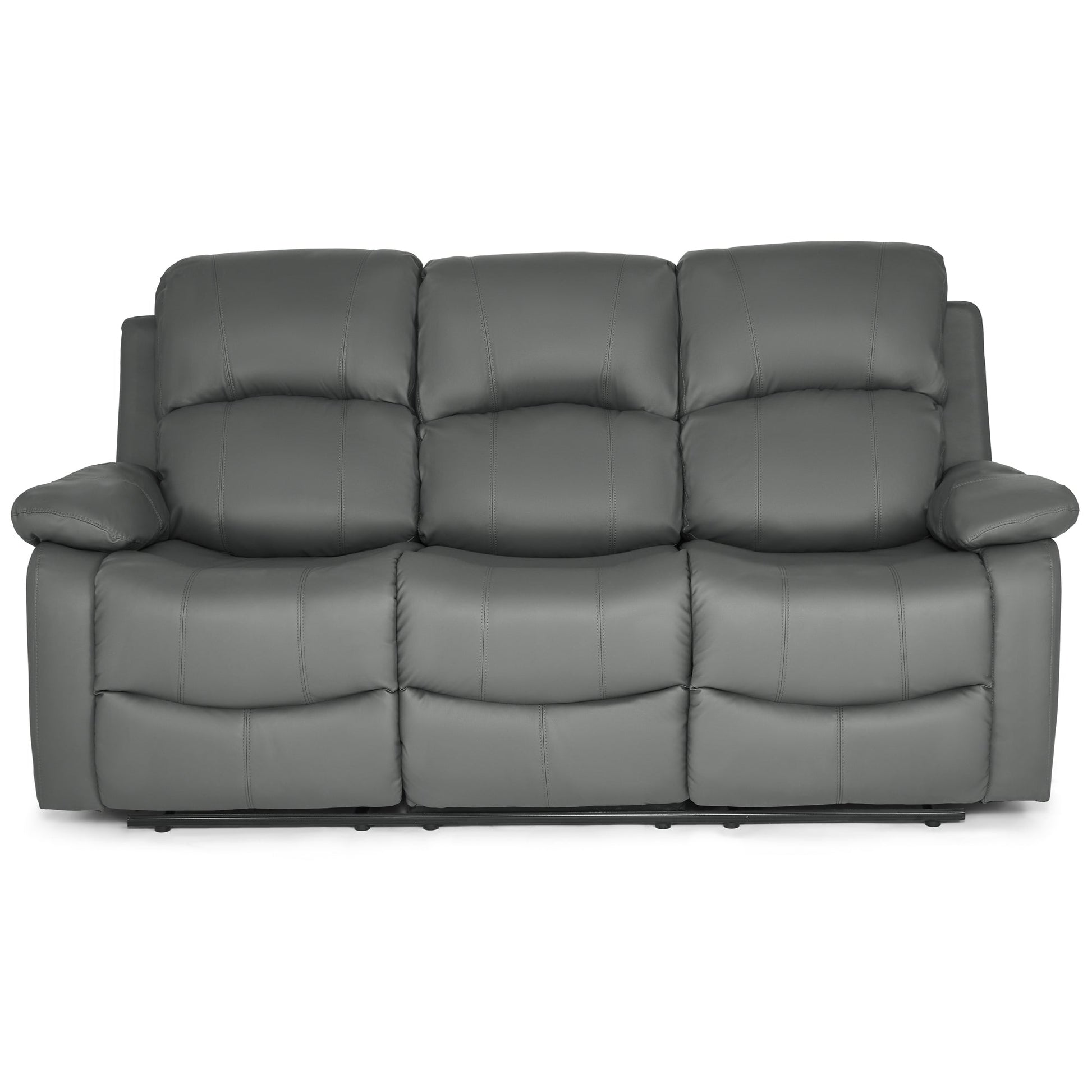 Faux Leather Manual Recliner Three Seater Sofa - Charcoal Grey - Bargainia.com - 8800228253453 - MLM-111433-3