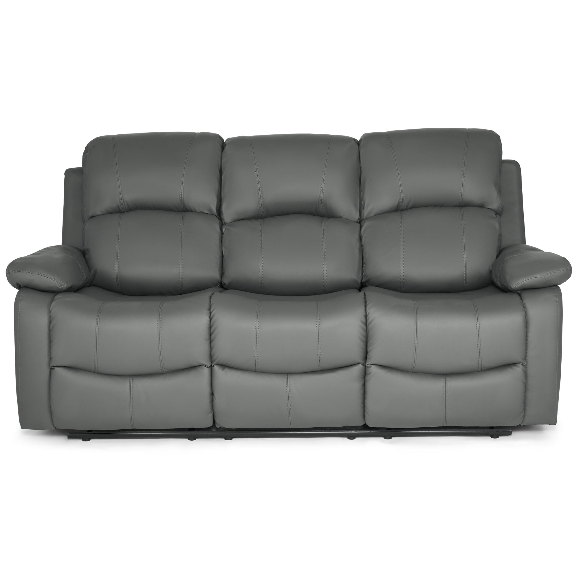 Faux Leather Manual Recliner Three Seater Sofa - Charcoal Grey - Bargainia.com - 8800228253453 - MLM-111433-3