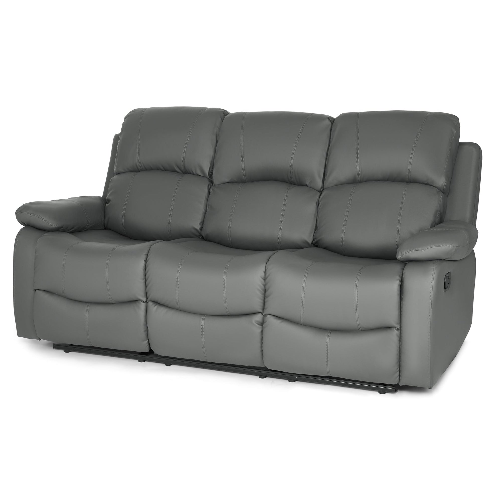 Faux Leather Manual Recliner Three Seater Sofa - Charcoal Grey - Bargainia.com - 8800228253453 - MLM-111433-3