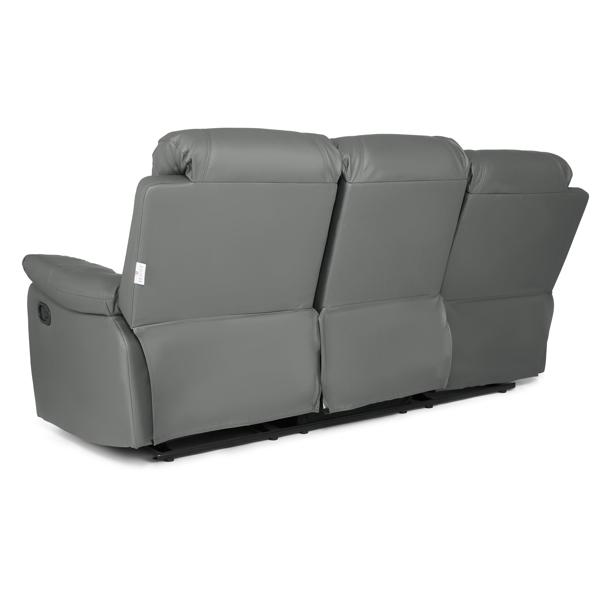 Faux Leather Manual Recliner Three Seater Sofa - Charcoal Grey - Bargainia.com - 8800228253453 - MLM-111433-3
