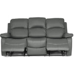 Faux Leather Manual Recliner Three Seater Sofa - Charcoal Grey - Bargainia.com - 