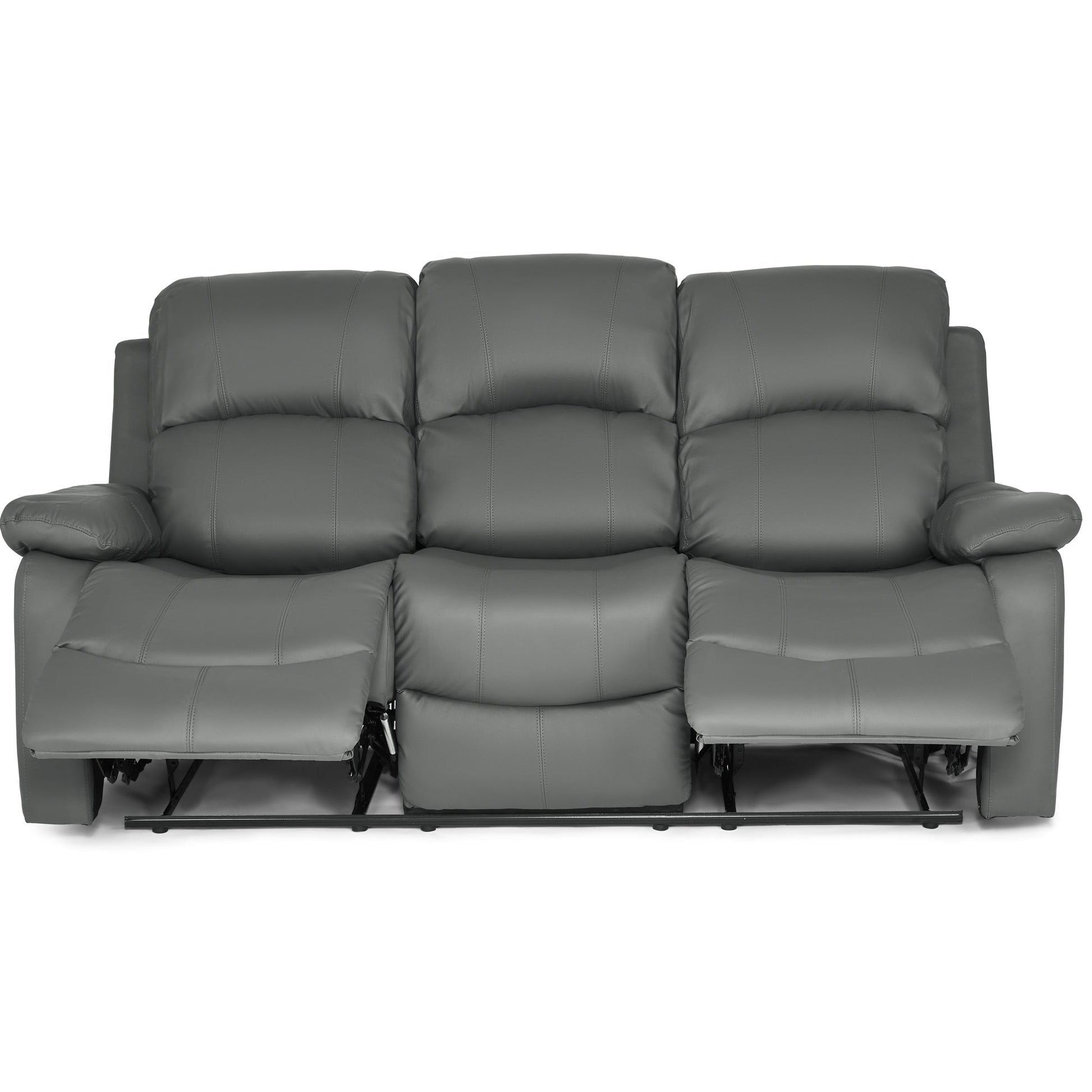 Faux Leather Manual Recliner Three Seater Sofa - Charcoal Grey - Bargainia.com - 8800228253453 - MLM-111433-3