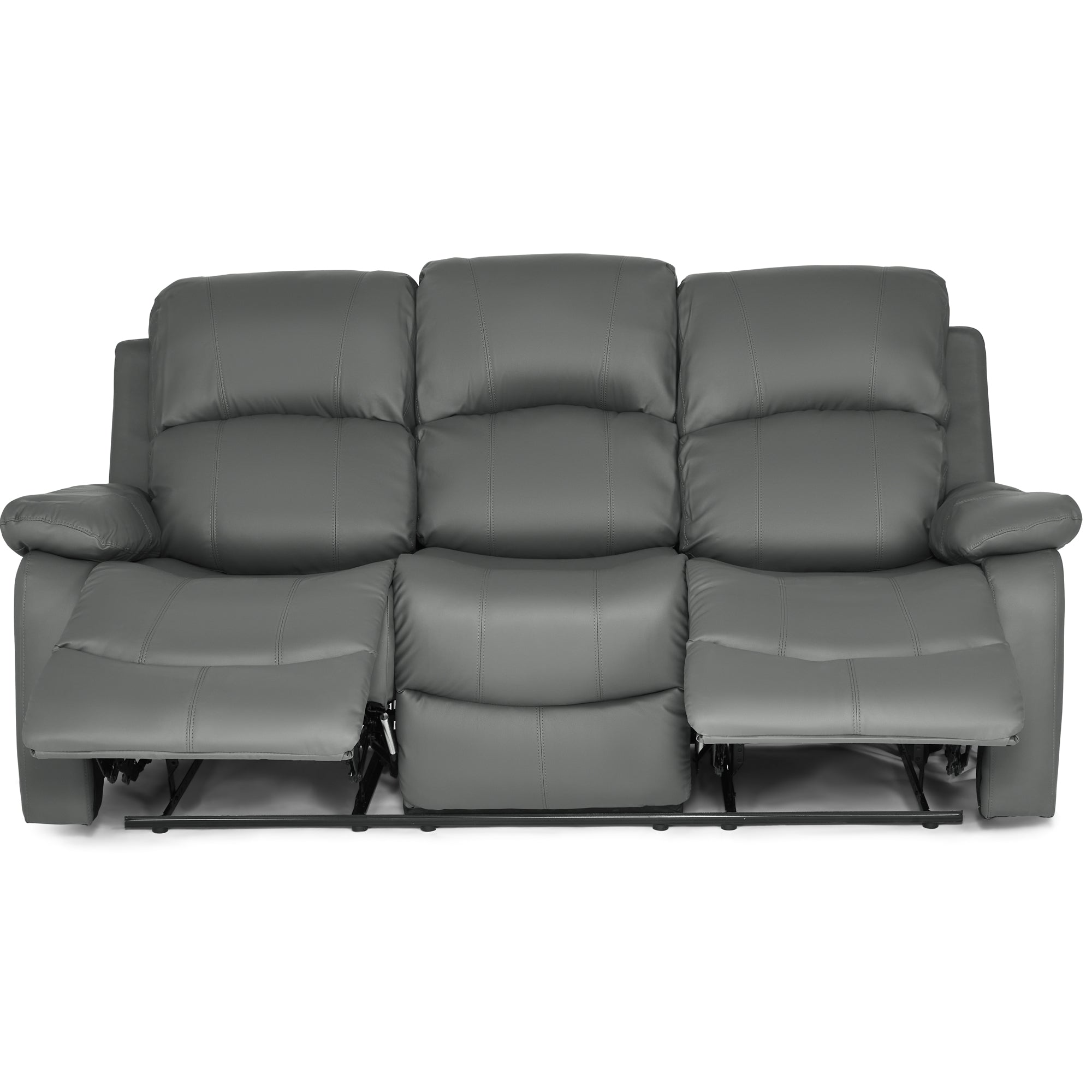 Faux Leather Manual Recliner Three Seater Sofa - Charcoal Grey - Bargainia.com - 8800228253453 - MLM-111433-3