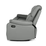 Faux Leather Manual Recliner Three Seater Sofa - Charcoal Grey - Bargainia.com - 