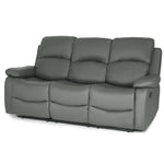 Faux Leather Manual Recliner Three Seater Sofa - Charcoal Grey - Bargainia.com - 