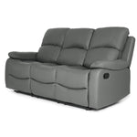 Faux Leather Manual Recliner Three Seater Sofa - Charcoal Grey - Bargainia.com - 