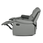 Faux Leather Manual Recliner Three Seater Sofa - Charcoal Grey - Bargainia.com - 