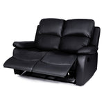Faux Leather Manual Recliner Two Seater Sofa - Black - Bargainia.com - 