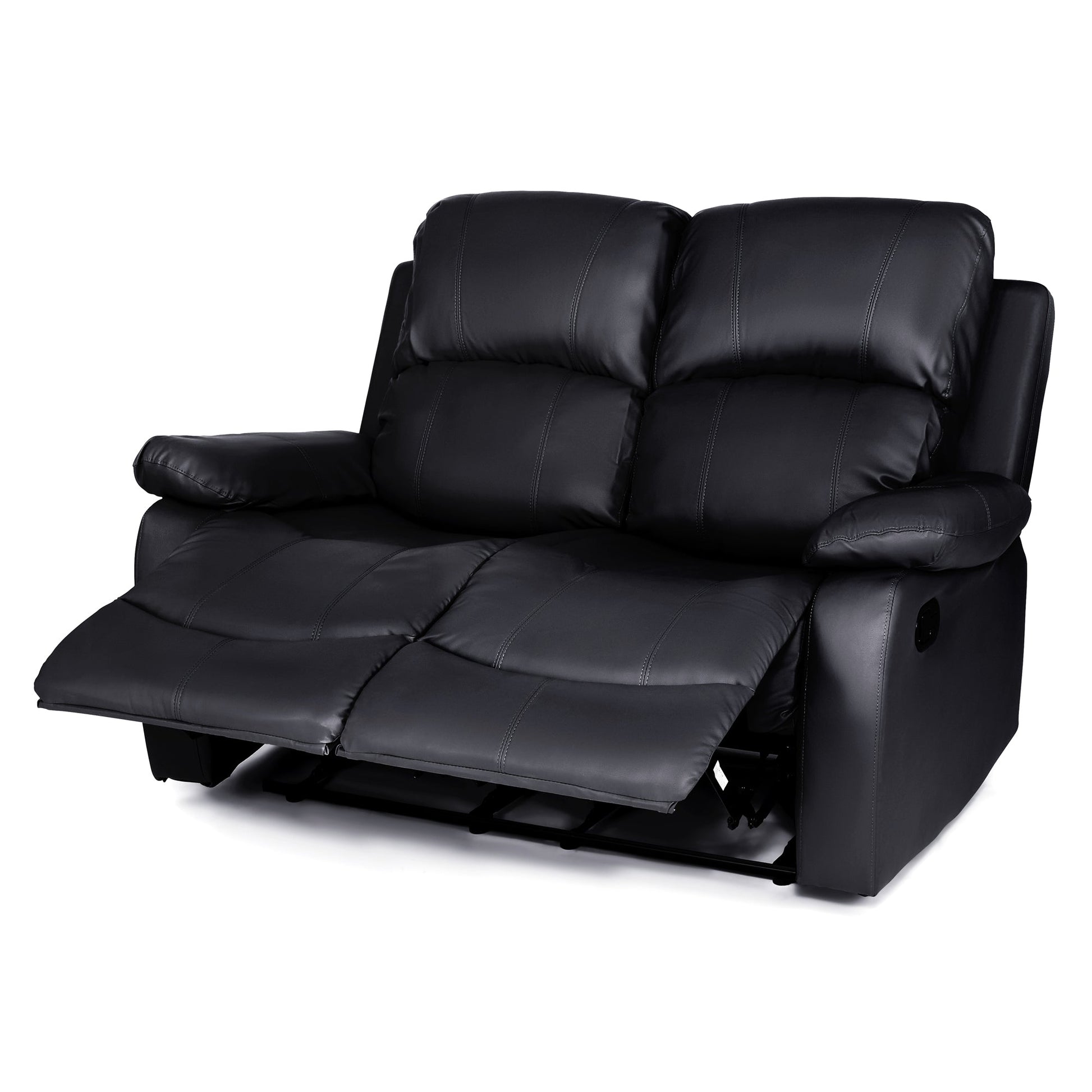 Faux Leather Manual Recliner Two Seater Sofa - Black - Bargainia.com - 5056150222910 - MLM-111433-2-BLK