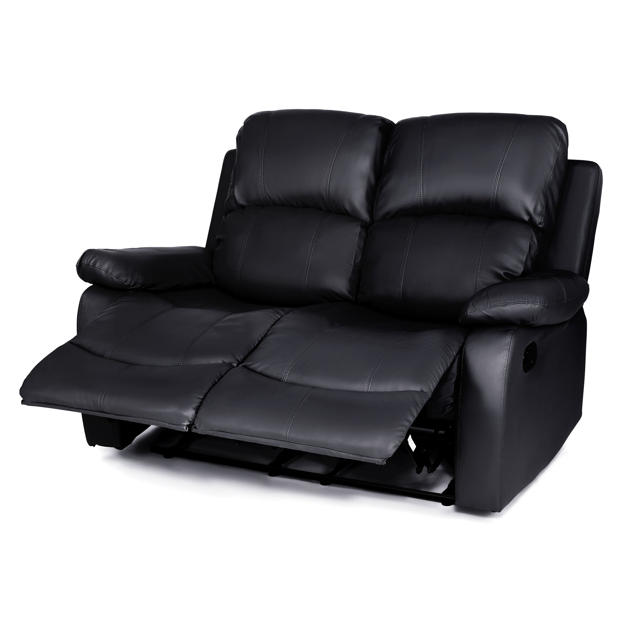 Faux Leather Manual Recliner Two Seater Sofa - Black - Bargainia.com - 5056150222910 - MLM-111433-2-BLK