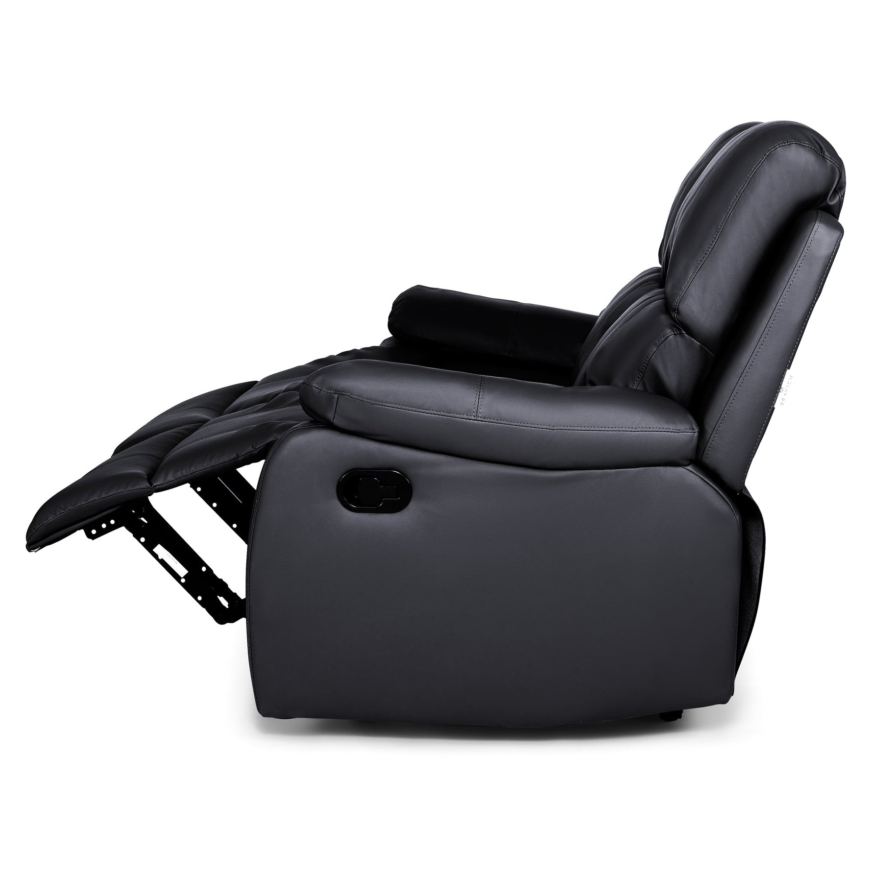 Faux Leather Manual Recliner Two Seater Sofa - Black - Bargainia.com - 