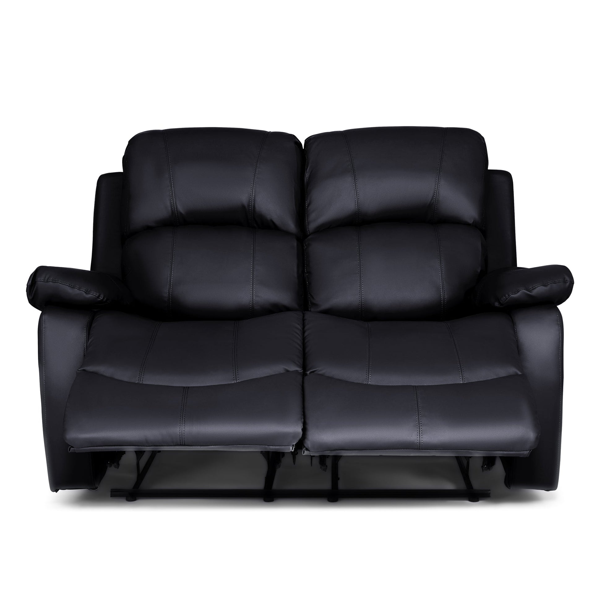 Faux Leather Manual Recliner Two Seater Sofa - Black - Bargainia.com - 5056150222910 - MLM-111433-2-BLK