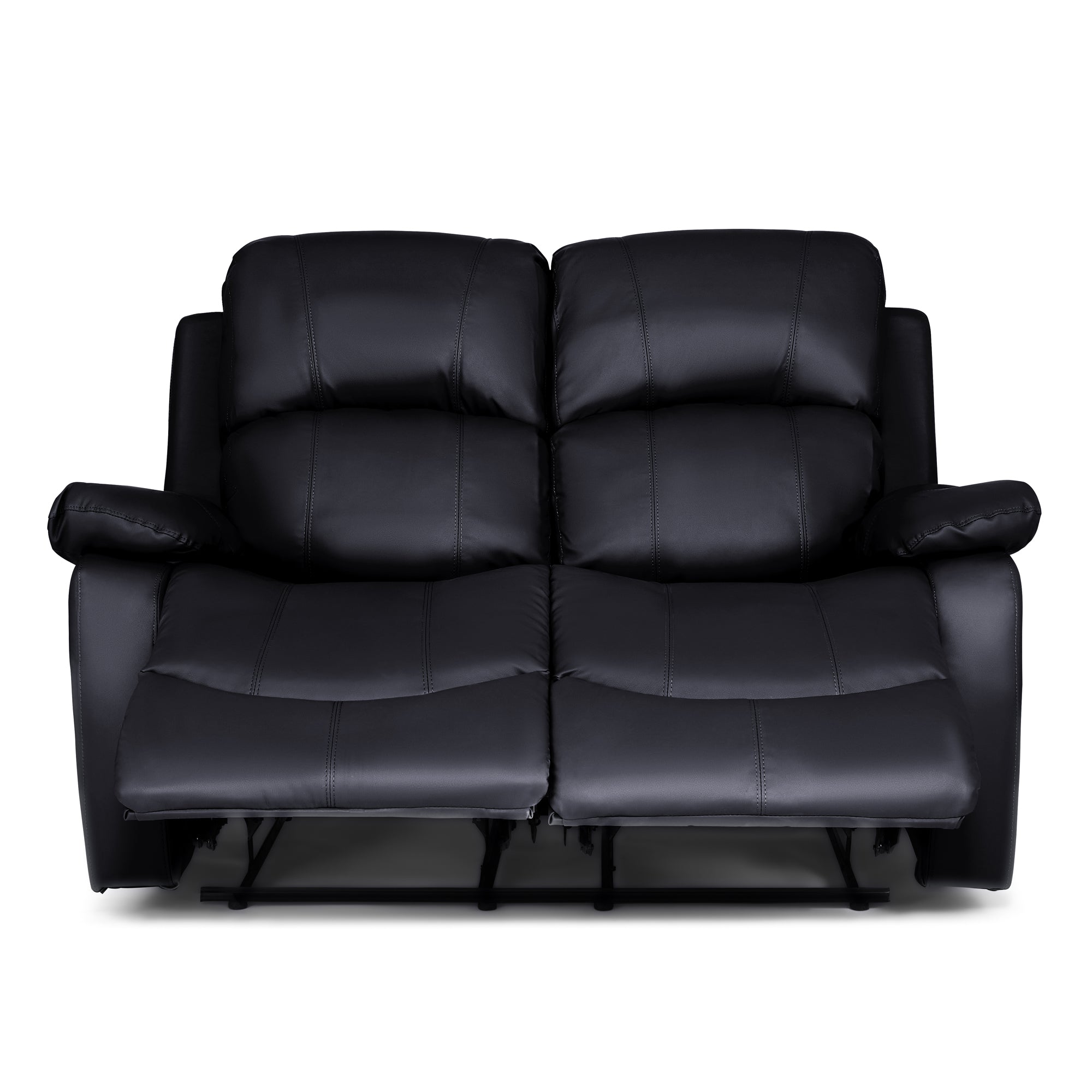 Faux Leather Manual Recliner Two Seater Sofa - Black - Bargainia.com - 5056150222910 - MLM-111433-2-BLK
