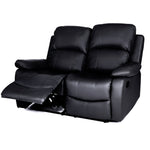Faux Leather Manual Recliner Two Seater Sofa - Black - Bargainia.com - 
