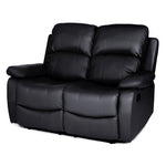 Faux Leather Manual Recliner Two Seater Sofa - Black - Bargainia.com - 