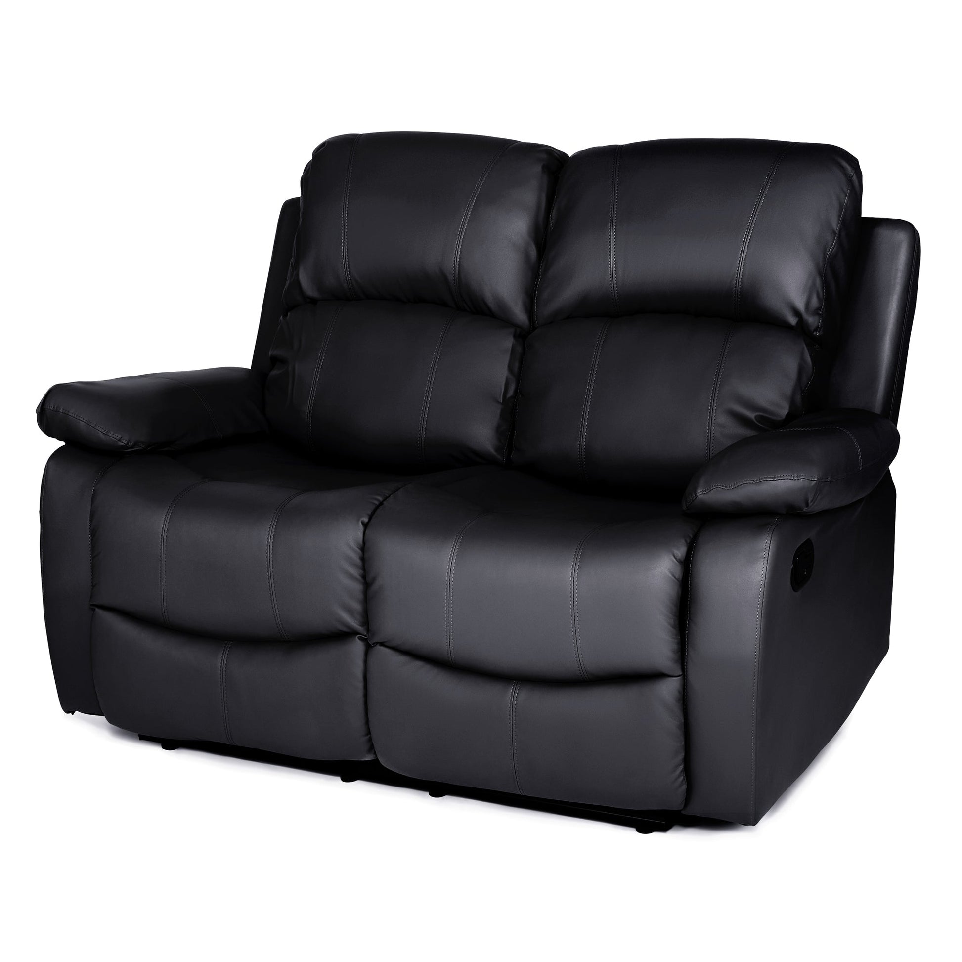 Faux Leather Manual Recliner Two Seater Sofa - Black - Bargainia.com - 5056150222910 - MLM-111433-2-BLK
