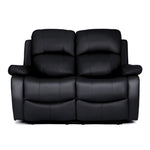 Faux Leather Manual Recliner Two Seater Sofa - Black - Bargainia.com - 