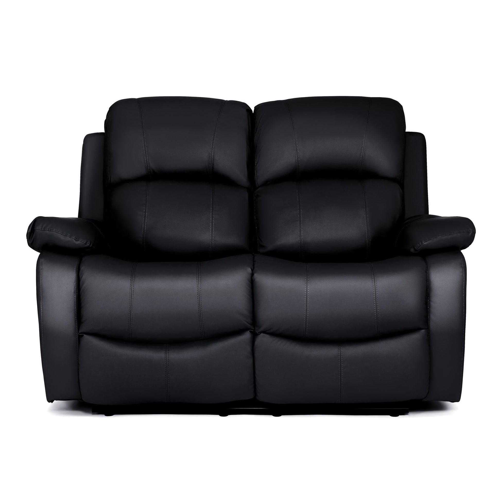 Faux Leather Manual Recliner Two Seater Sofa - Black - Bargainia.com - 5056150222910 - MLM-111433-2-BLK