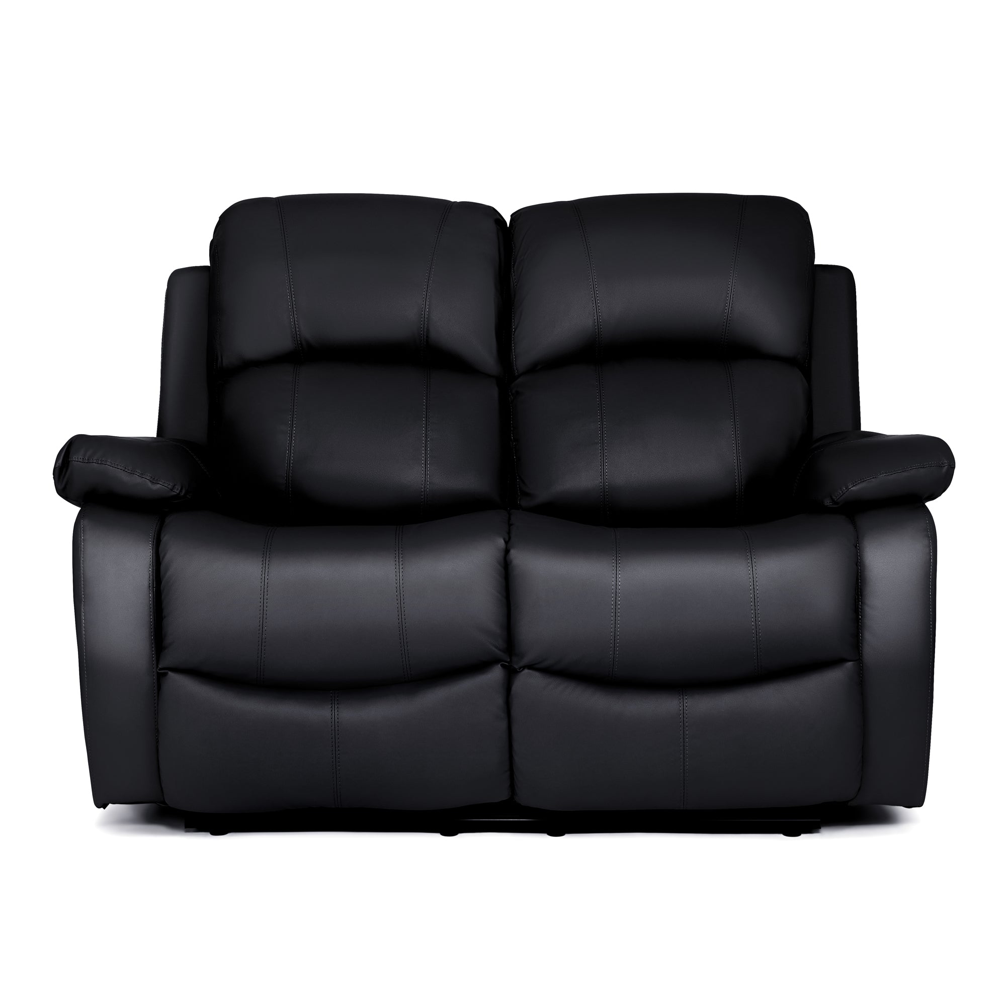 Faux Leather Manual Recliner Two Seater Sofa - Black - Bargainia.com - 5056150222910 - MLM-111433-2-BLK