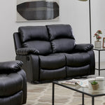 Faux Leather Manual Recliner Two Seater Sofa - Black - Bargainia.com - 