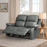 Faux Leather Manual Recliner Two Seater Sofa - Charcoal Grey - Bargainia.com - 