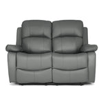 Faux Leather Manual Recliner Two Seater Sofa - Charcoal Grey - Bargainia.com - 