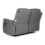 Faux Leather Manual Recliner Two Seater Sofa - Charcoal Grey - Bargainia.com - 
