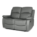 Faux Leather Manual Recliner Two Seater Sofa - Charcoal Grey - Bargainia.com - 