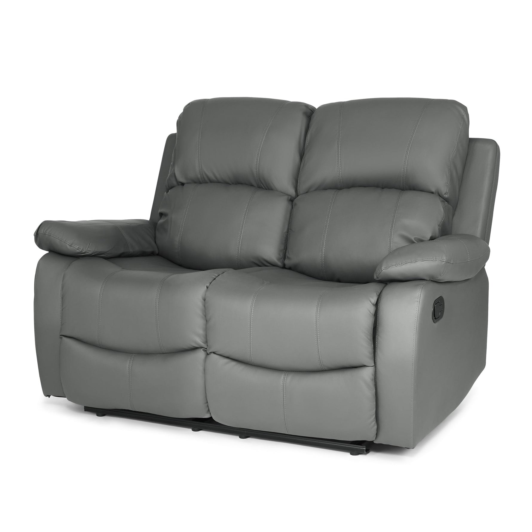 Faux Leather Manual Recliner Two Seater Sofa - Charcoal Grey - Bargainia.com - 