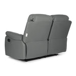 Faux Leather Manual Recliner Two Seater Sofa - Charcoal Grey - Bargainia.com - 