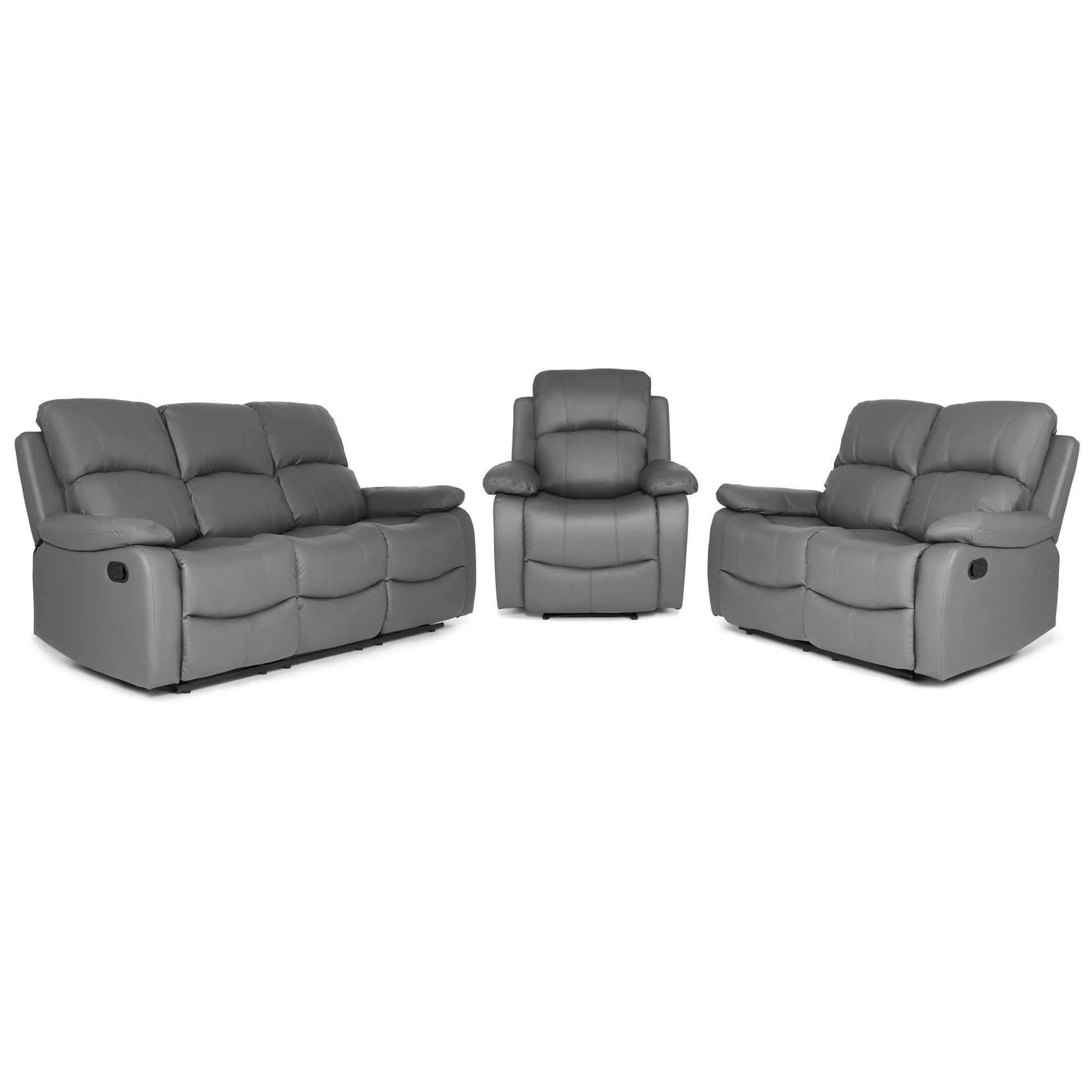 Faux Leather Manual Recliner Two Seater Sofa - Charcoal Grey Sofas Bargainia