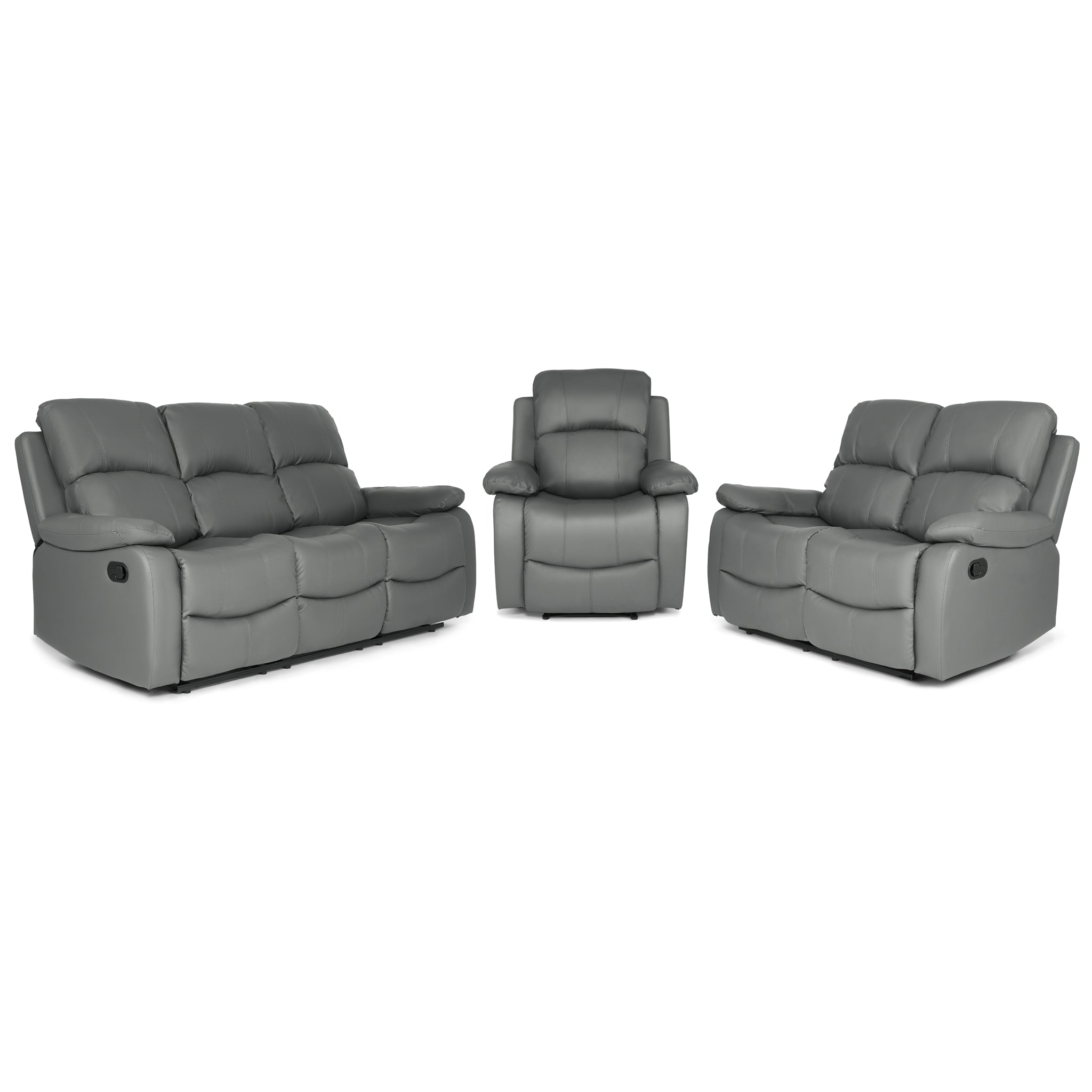 Faux Leather Manual Recliner Two Seater Sofa - Charcoal Grey Sofas Bargainia